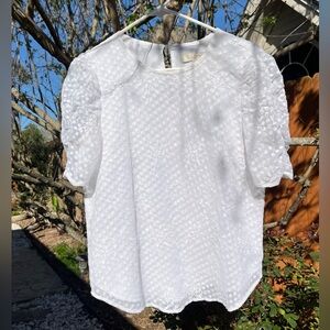 LOFT Cip Dot Puff Sleeve top- Like New